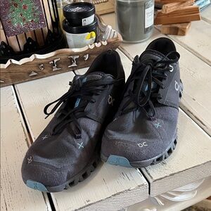 Gently Used On Running Men's Gray and Blue Athletic Shoes